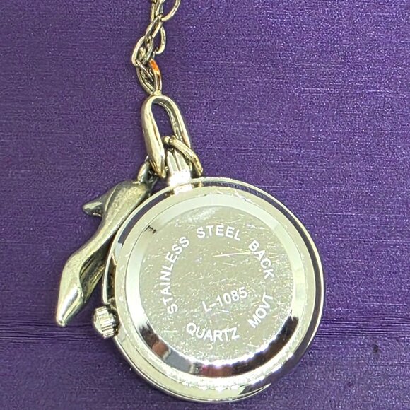 Disney Cinderella Broadway Watch Shoe Necklace Silver Purple 24" Chain - Working - Picture 7 of 10